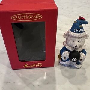 Marshall Field's Santabear 1999 Ornament - Blue and White